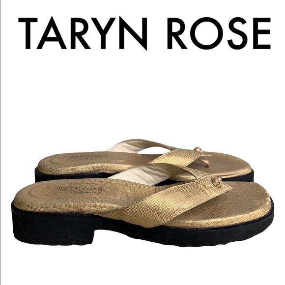 Taryn Rose | Shoes | Taryn Rose Gold Italian Thong Sandals Size 85 |  Poshmark